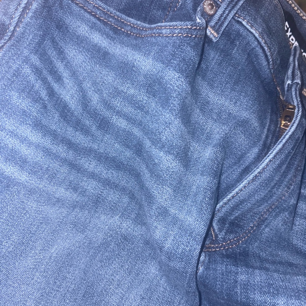 Express medium Blue mid rise stretch Women's Skinny Jeans SZ6R - Picture 8 of 9